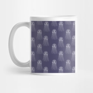 jellyfish aloha print pattern hawaii dark purple and white Mug